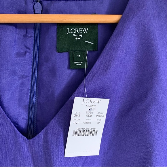 J crew director suiting dress new with tag cap sleeves in purple stretch v neck - Picture 5 of 8